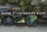 CLB686 15.5 inches 10mm faceted square AB-color labradorite beads