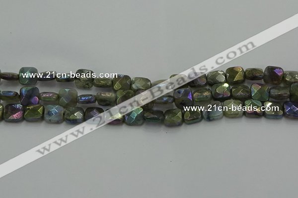 CLB686 15.5 inches 10mm faceted square AB-color labradorite beads