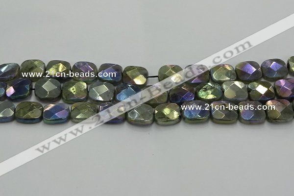 CLB688 15.5 inches 15mm faceted square AB-color labradorite beads