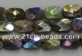 CLB695 15.5 inches 8*10mm faceted rectangle AB-color labradorite beads