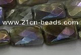 CLB698 15.5 inches 13*18mm faceted rectangle AB-color labradorite beads