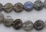 CLB72 15.5 inches 12mm flat round labradorite beads wholesale