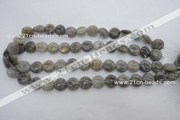 CLB73 15.5 inches 14mm flat round labradorite beads wholesale