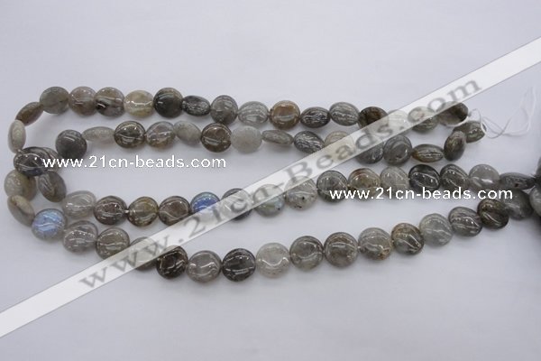 CLB735 15.5 inches 10mm flat round labradorite gemstone beads