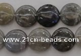 CLB737 15.5 inches 18mm flat round labradorite gemstone beads