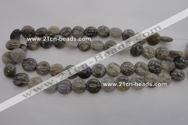 CLB74 15.5 inches 15mm flat round labradorite beads wholesale