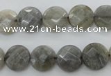 CLB743 15.5 inches 14mm faceted coin labradorite gemstone beads