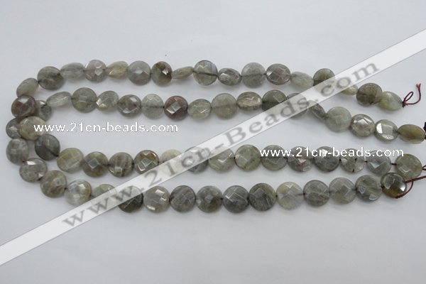 CLB743 15.5 inches 14mm faceted coin labradorite gemstone beads