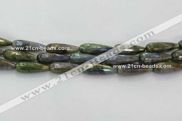 CLB785 15.5 inches 10*30mm faceted teardrop AB-color labradorite beads