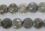 CLB88 15.5 inches 12mm faceted coin labradorite beads wholesale