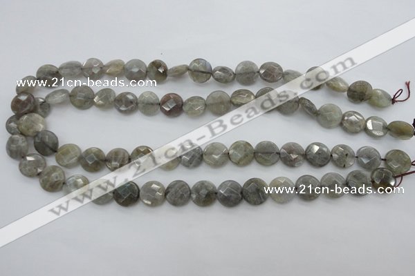 CLB88 15.5 inches 12mm faceted coin labradorite beads wholesale