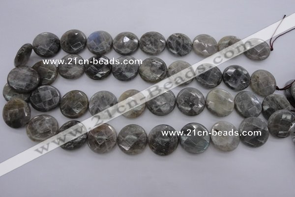 CLB91 15.5 inches 20mm faceted coin labradorite beads wholesale