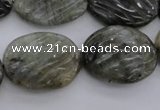 CLB98 15.5 inches 18*24mm carved oval labradorite beads