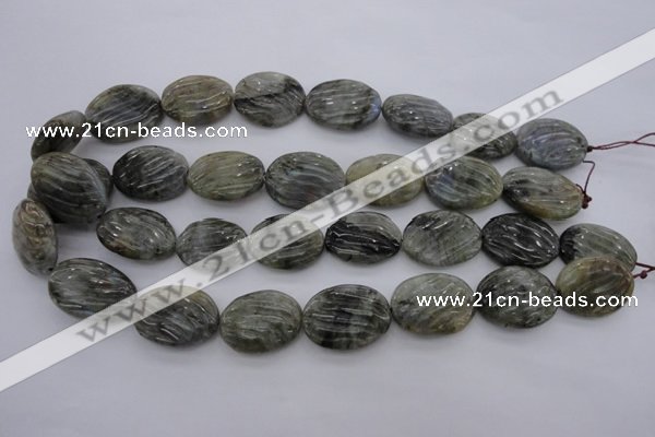 CLB98 15.5 inches 18*24mm carved oval labradorite beads