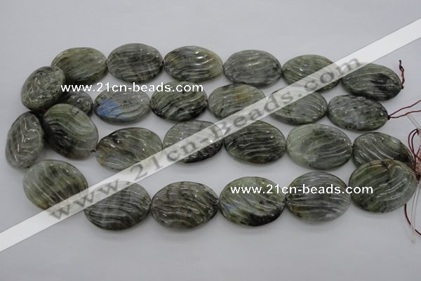 CLB99 15.5 inches 22*30mm carved oval labradorite beads