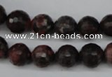 CLD104 15.5 inches 12mm faceted round leopard skin jasper beads