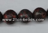 CLD106 15.5 inches 16mm faceted round leopard skin jasper beads