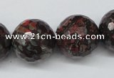 CLD108 15.5 inches 20mm faceted round leopard skin jasper beads