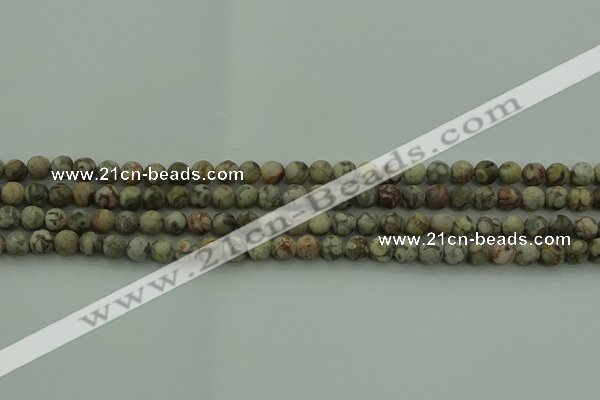 CLD201 15.5 inches 6mm round matte Chinese leopard skin jasper beads