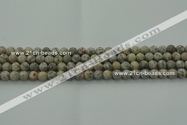 CLD202 15.5 inches 8mm round matte Chinese leopard skin jasper beads