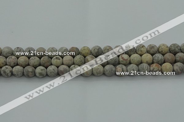 CLD203 15.5 inches 10mm round matte Chinese leopard skin jasper beads