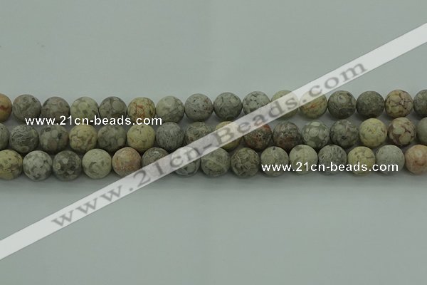 CLD204 15.5 inches 12mm round matte Chinese leopard skin jasper beads