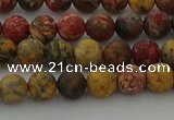 CLD211 15.5 inches 6mm round matte leopard skin jasper beads