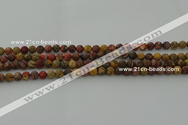 CLD211 15.5 inches 6mm round matte leopard skin jasper beads