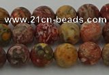 CLD212 15.5 inches 8mm round matte leopard skin jasper beads