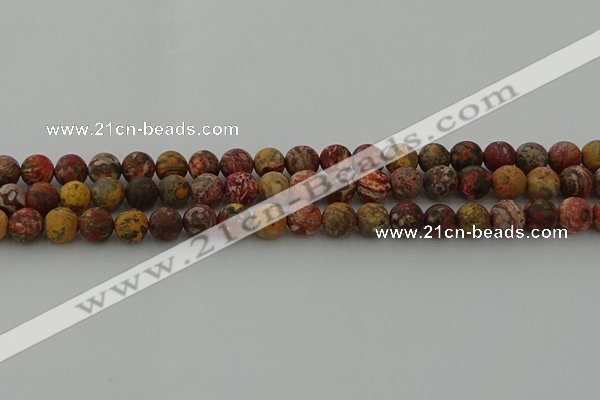 CLD212 15.5 inches 8mm round matte leopard skin jasper beads