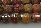 CLD213 15.5 inches 10mm round matte leopard skin jasper beads