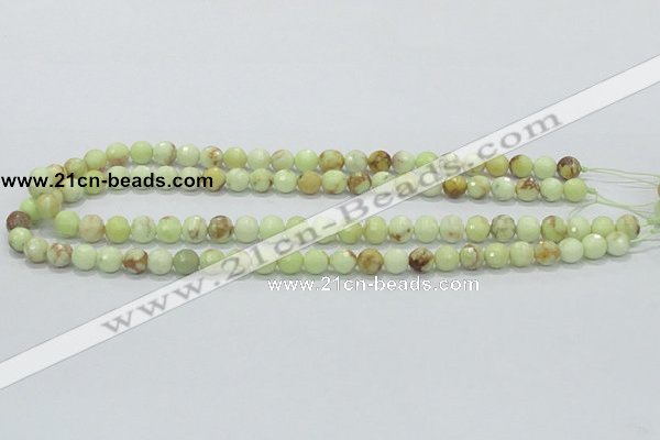 CLE34 15.5 inches 8mm faceted round lemon turquoise beads wholesale