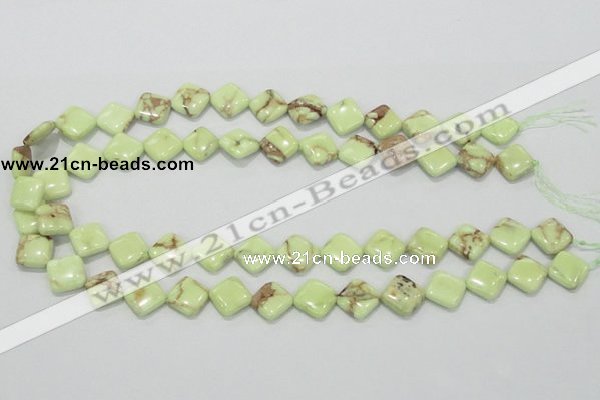 CLE37 15.5 inches 12*12mm diamond lemon turquoise beads wholesale