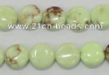 CLE49 15.5 inches 12mm flat round lemon turquoise beads wholesale