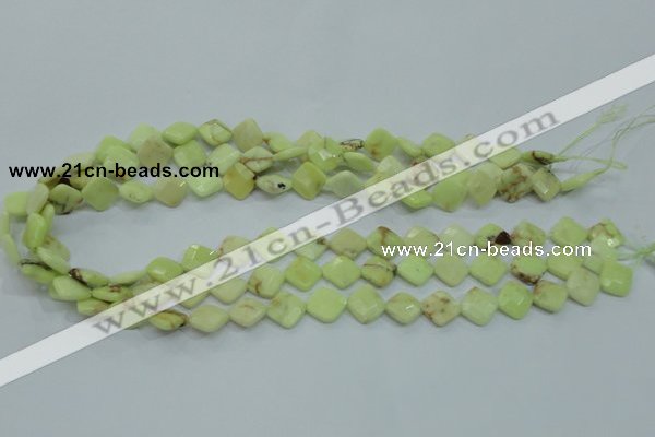 CLE67 15.5 inches 10*10mm faceted diamond lemon turquoise beads