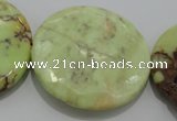 CLE88 15.5 inches 40mm faceted coin lemon turquoise beads