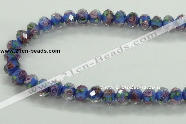 CLG01 12 inches 6*8mm faceted rondelle handmade lampwork beads