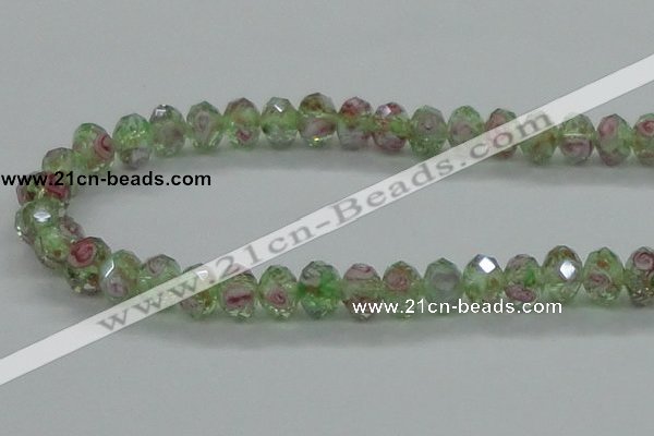 CLG09 12 inches 6*8mm faceted rondelle handmade lampwork beads