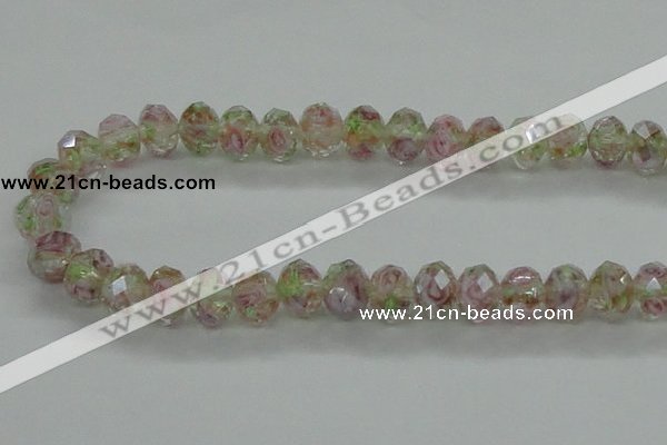 CLG11 12 inches 6*8mm faceted rondelle handmade lampwork beads