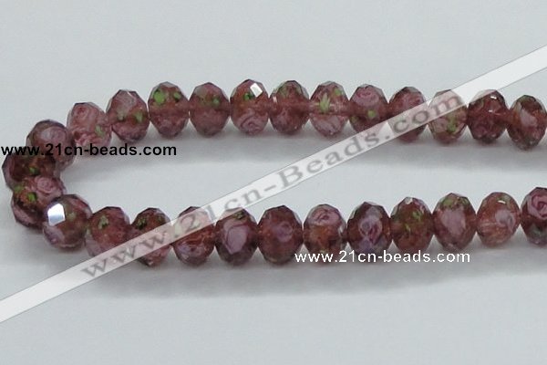 CLG15 13.5 inches 9*12mm faceted rondelle handmade lampwork beads