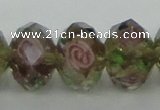 CLG22 13.5 inches 9*12mm faceted rondelle handmade lampwork beads