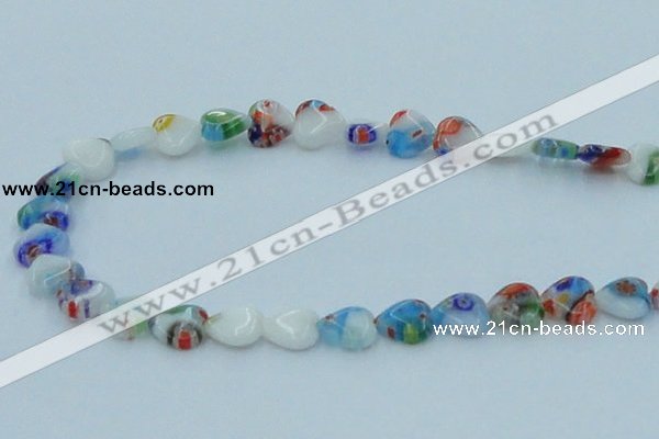 CLG524 16 inches 10*10mm heart lampwork glass beads wholesale