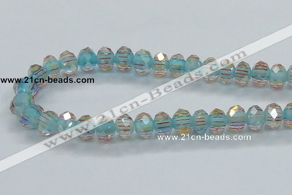 CLG53 13 inches 9*12mm faceted rondelle handmade lampwork beads