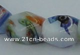 CLG535 16 inches 10*13mm faceted cuboid lampwork glass beads