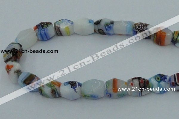 CLG535 16 inches 10*13mm faceted cuboid lampwork glass beads