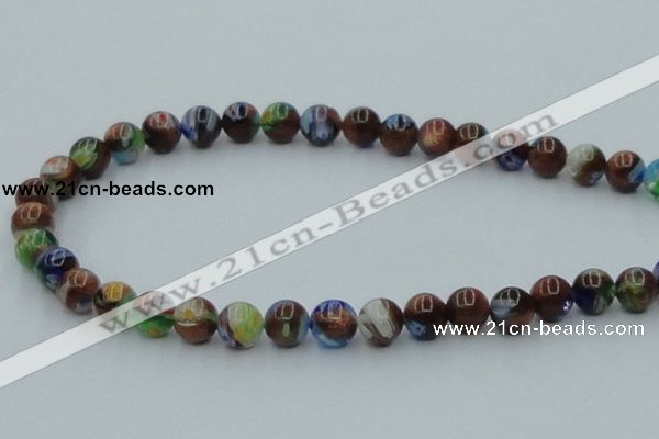 CLG540 16 inches 8mm round goldstone & lampwork glass beads