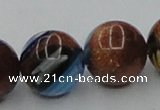 CLG542 16 inches 12mm round goldstone & lampwork glass beads