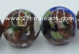 CLG543 16 inches 14mm round goldstone & lampwork glass beads