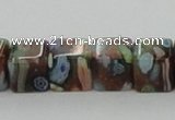 CLG550 16 inches 8*8mm cube goldstone & lampwork glass beads