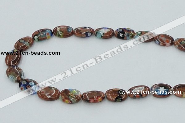 CLG553 16 inches 10*14mm oval goldstone & lampwork glass beads